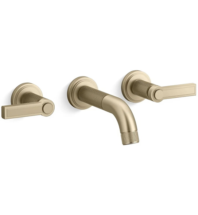 Vòi chậu rửa mặt 3 chân âm tường vàng Kallista P80235-LV-BAF