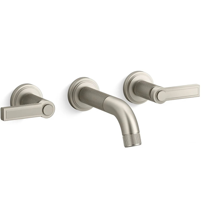 Vòi chậu rửa mặt 3 chân âm tường nickel Kallista P80235-LV-SN