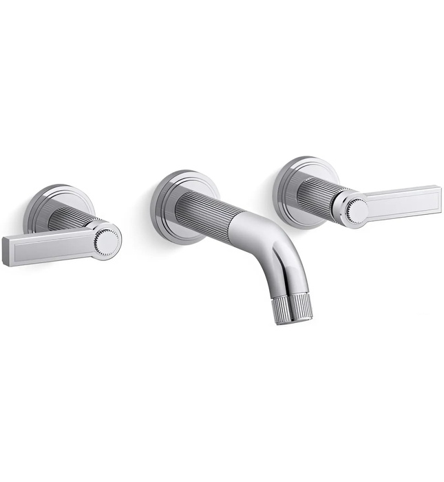 Vòi chậu rửa mặt 3 chân âm tường nickel Kallista P80235-LV-SN