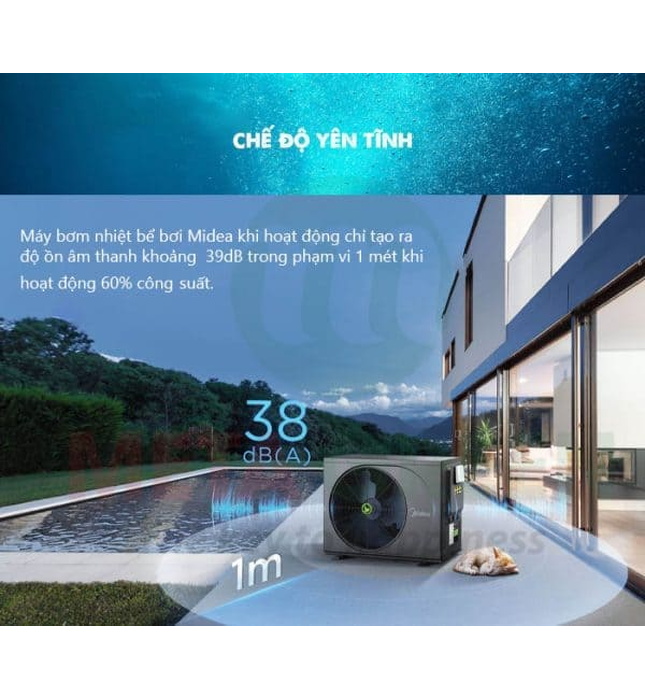 Máy bơm nhiệt bể bơi 3900L Midea MSC-80D2N8-A