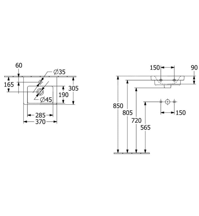Chậu rửa lavabo Villeroy-boch Subway 3.0 437037RW