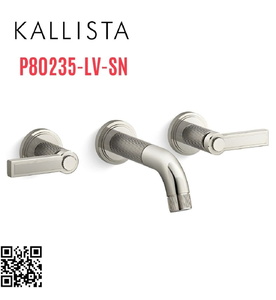 Vòi chậu rửa mặt 3 chân âm tường nickel Kallista P80235-LV-SN