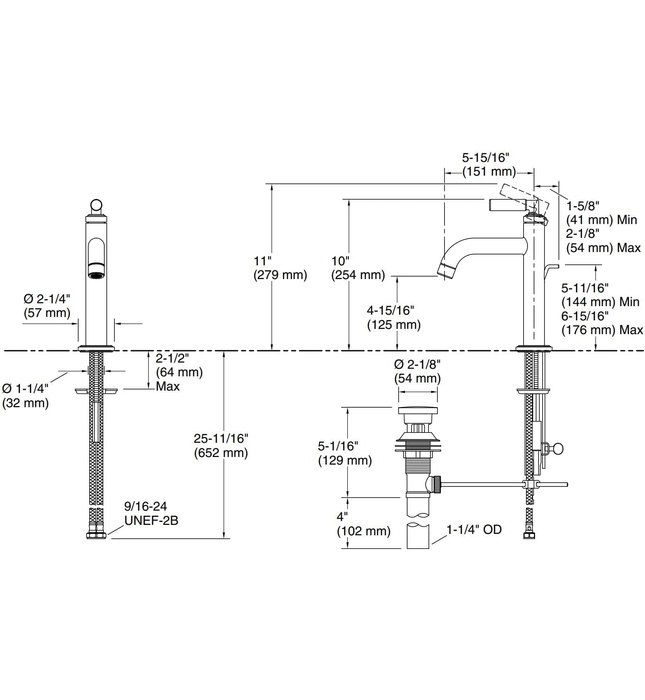 Vòi chậu rửa mặt nóng lạnh 1 chân chrome Kallista P32494-00-CP