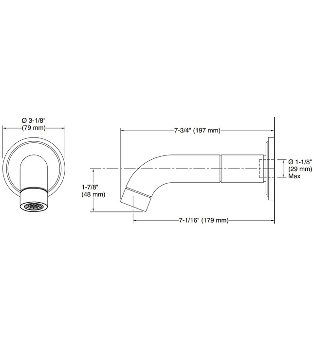 Vòi xả bồn tắm âm tường màu nickel Kallista P80253-00-BN