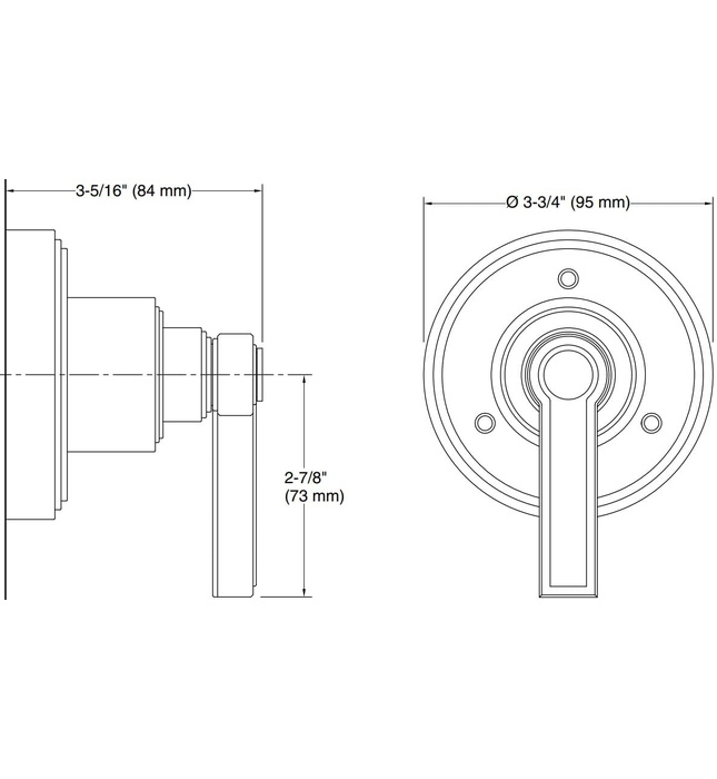 Mặt nạ chuyển đổi hướng dòng nước sen tắm chrome Kallista P80257-LV-CP