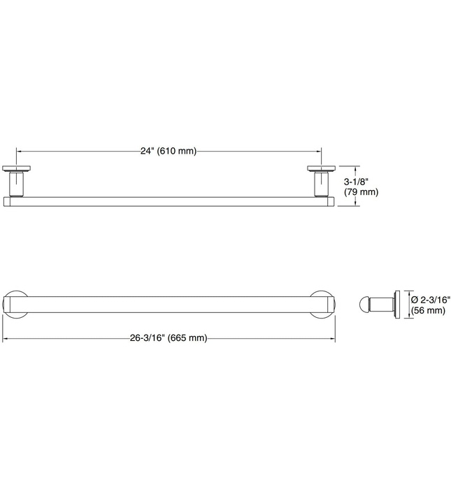 Thanh treo khăn đơn 24" màu vàng Kallista P80262-00-BAF