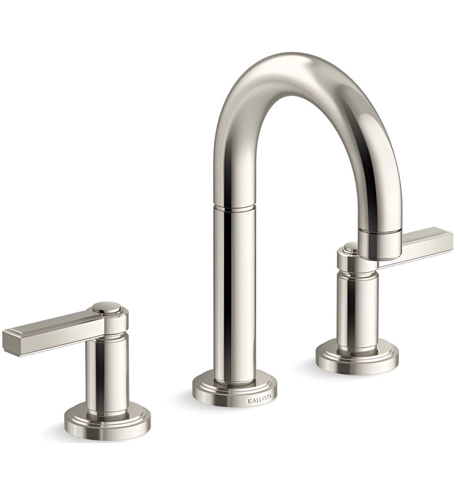 Vòi chậu rửa mặt 3 chân cổ vòm nickel Kallista P80249-LV-BN