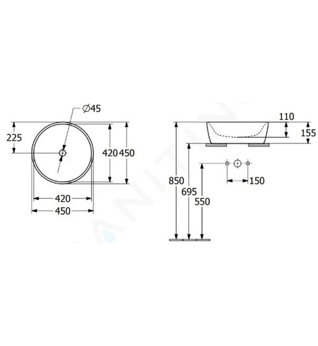 Chậu rửa lavabo Đức Villeroy-boch Architectura 5A254501