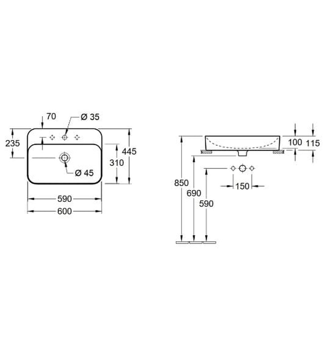 Chậu rửa lavabo Đức Villeroy-boch Finion 414361R1