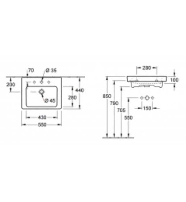 Chậu rửa lavabo Villeroy-boch Subway 2.0 711360R3