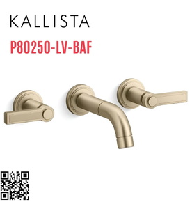 Vòi chậu rửa mặt 3 chân âm tường vàng Kallista P80250-LV-BAF