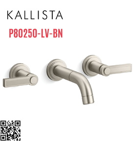 Vòi chậu rửa mặt 3 chân âm tường nickel Kallista P80250-LV-BN