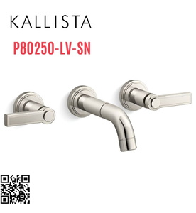 Vòi chậu rửa mặt 3 chân âm tường nickel Kallista P80250-LV-SN