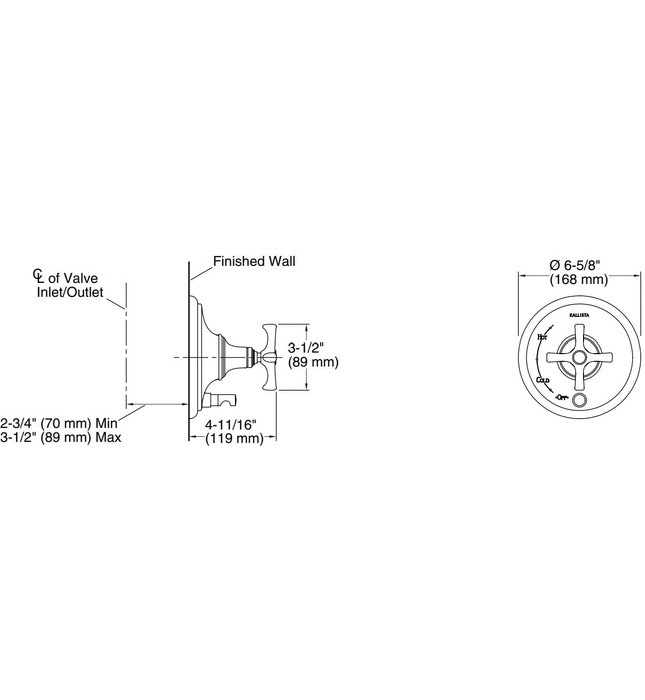 Mặt nạ điều khiển đơn và chuyển hướng Nickel Kallista P24616-CR-AD