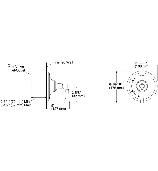 Mặt nạ điều khiển đơn và chuyển hướng nickel Kallista P24616-LV-AD