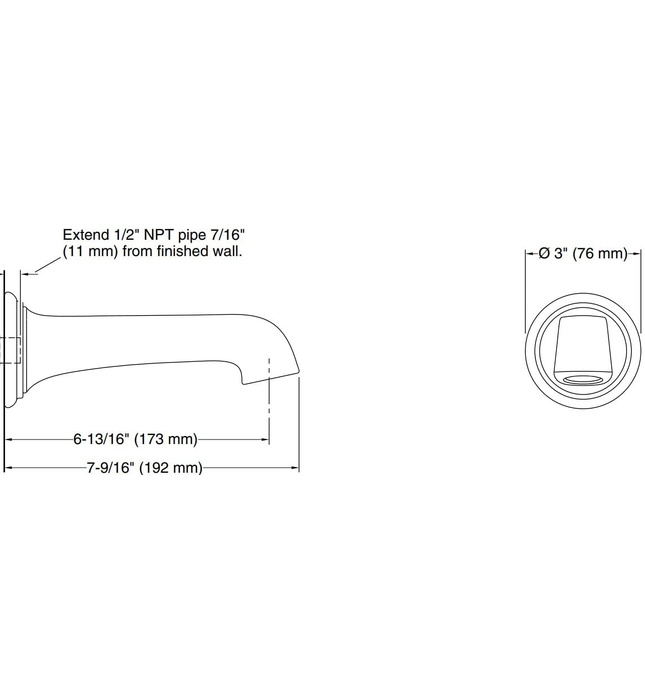 Vòi xả bồn tắm âm tường màu chrome Kallista P24624-00-CP