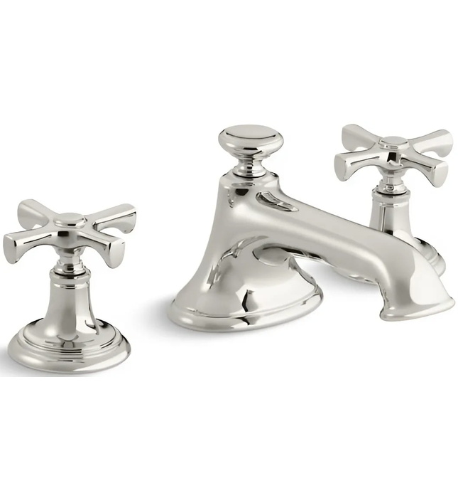 Vòi chậu rửa mặt 3 chân, tay chéo nickel Kallista P24601-CR-CP