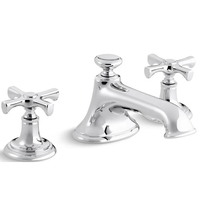 Vòi chậu rửa mặt 3 chân, tay chéo nickel Kallista P24601-CR-CP