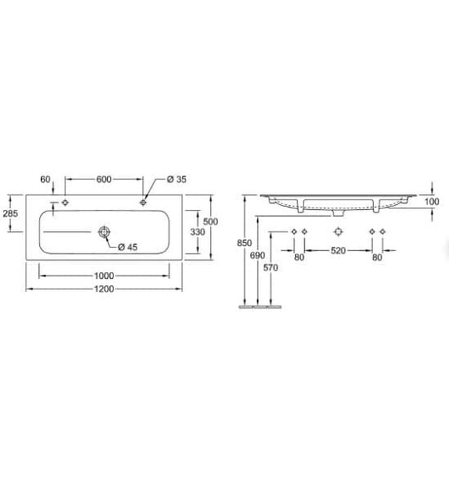 Chậu rửa lavabo Đức Villeroy-boch Finion 4164C1RW