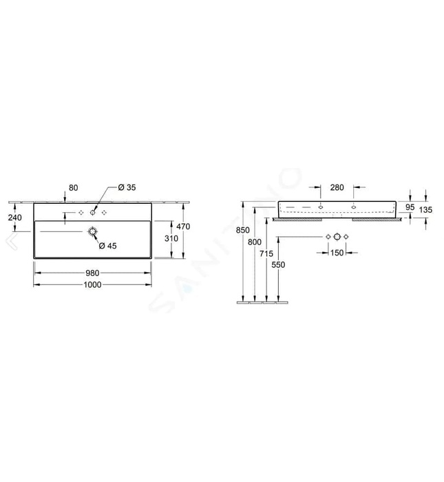 Chậu rửa lavabo Đức Villeroy-boch Memento 2.0 4A221GRW