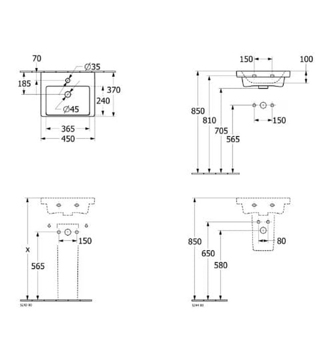 Chậu rửa lavabo Villeroy-boch Subway 3.0 43704501