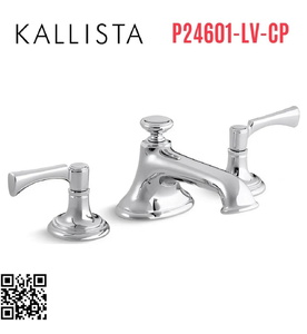 Vòi chậu rửa mặt 3 chân, tay ngang nickel Kallista P24601-LV-CP