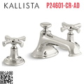 Vòi chậu rửa mặt 3 chân, tay chéo nickel Kallista P24601-CR-AD