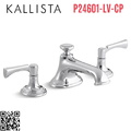 Vòi chậu rửa mặt 3 chân, tay ngang nickel Kallista P24601-LV-CP