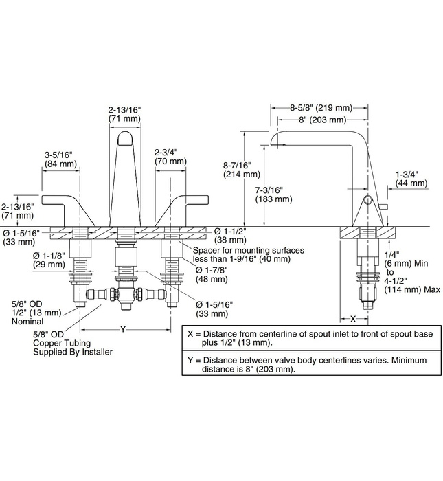 Vòi bồn tắm nóng lạnh tay ngang màu xanh đen Kallista P24803-LV-GN