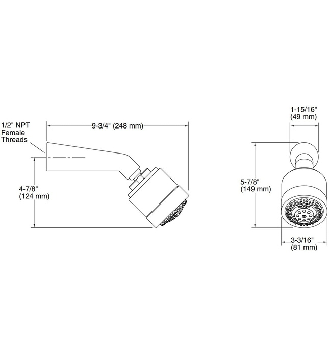 Bát sen tắm đa năng và tay sen gắn tường xanh đen Kallista P24840-00-GN
