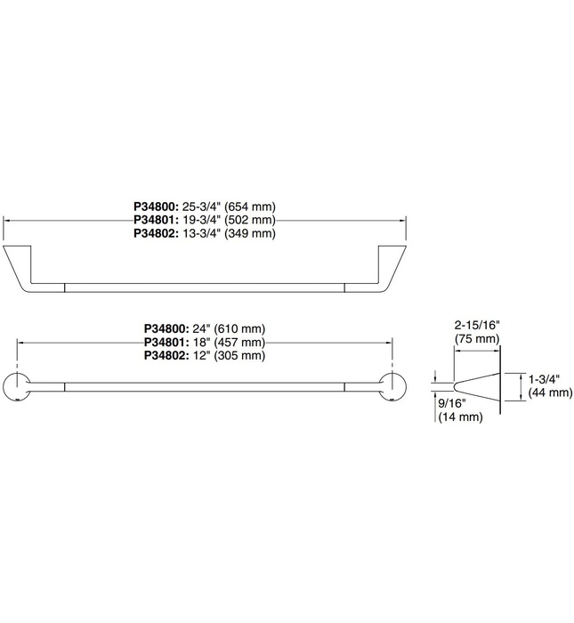 Thanh treo khăn đơn 18" màu xanh đen Kallista P34801-00-GN