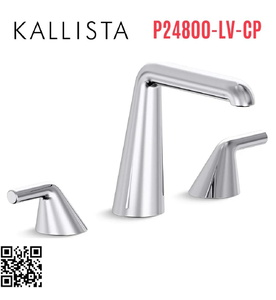 Vòi chậu rửa mặt 3 chân, tay ngang chrome Kallista P24800-LV-CP