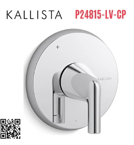 Mặt nạ điều khiển đơn sen tắm âm màu chrome Kallista P24815-LV-CP