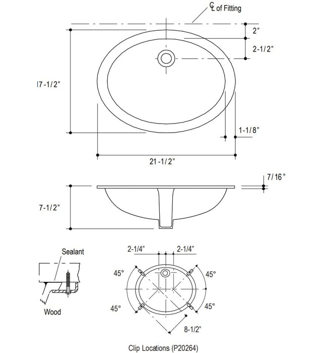 Chậu rửa mặt âm bàn Kallista P20264-00-0