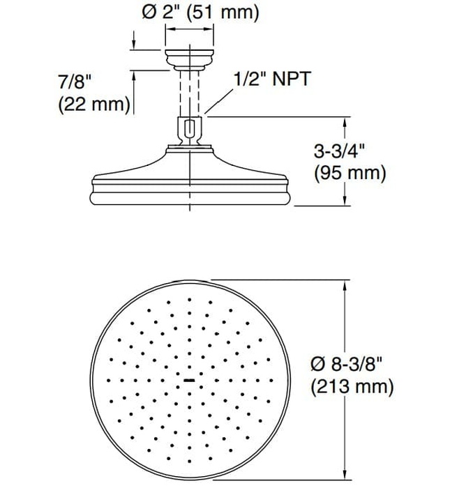 Bát sen tắm phun mưa tròn cỡ nhỏ màu nickel Kallista P21510-00-BN