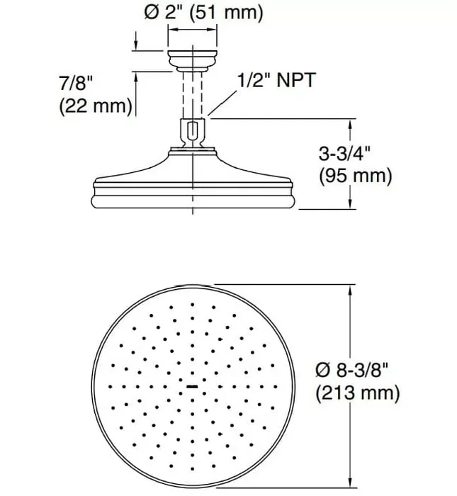 Bát sen tắm phun mưa tròn cỡ nhỏ màu nickel Kallista P21510-00-BN