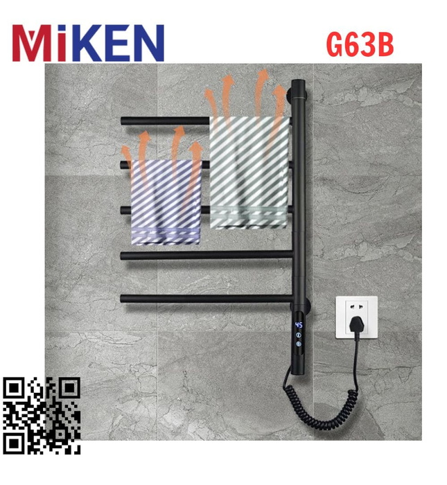 Giàn sấy khăn mặt khăn tắm màu đen Miken G63B