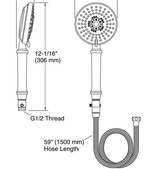 Bộ dây bát sen tắm cầm tay màu nickel Kallista P21650-00-AD