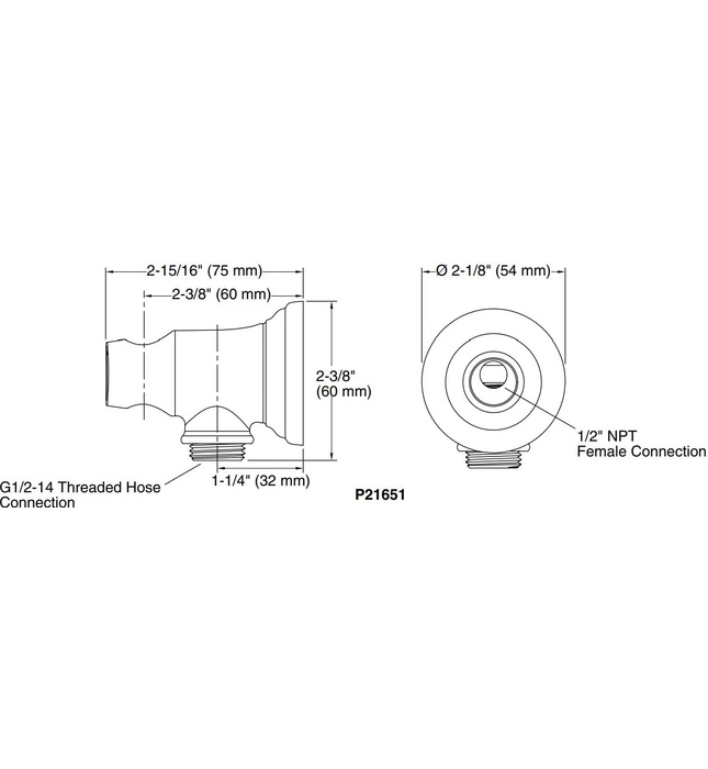 Cổ nối sen tắm âm tường màu nickel Kallista P21651-00-SN