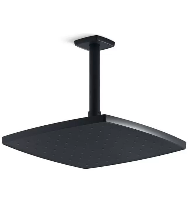 Bát sen tắm phun mưa vuông màu xám đen Kallista P21514-00-GN