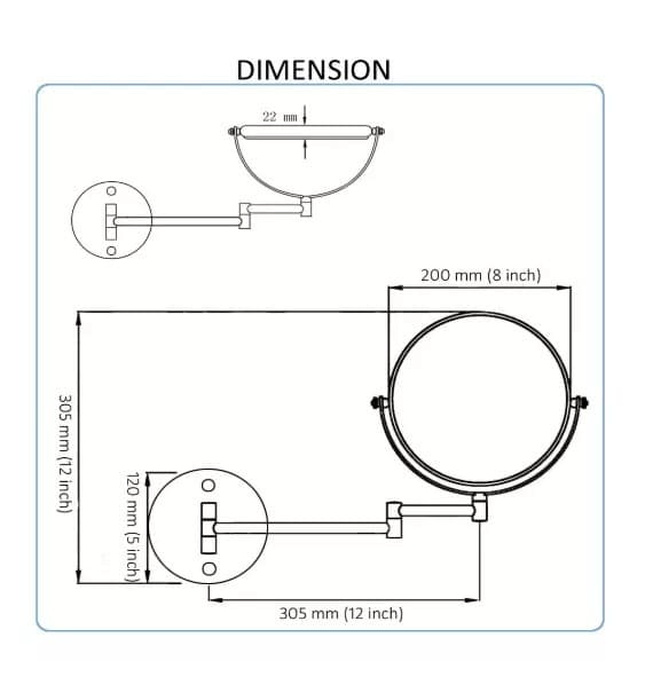 Gương trang điểm phóng đại có đèn Led Miken MKG-M1208GM