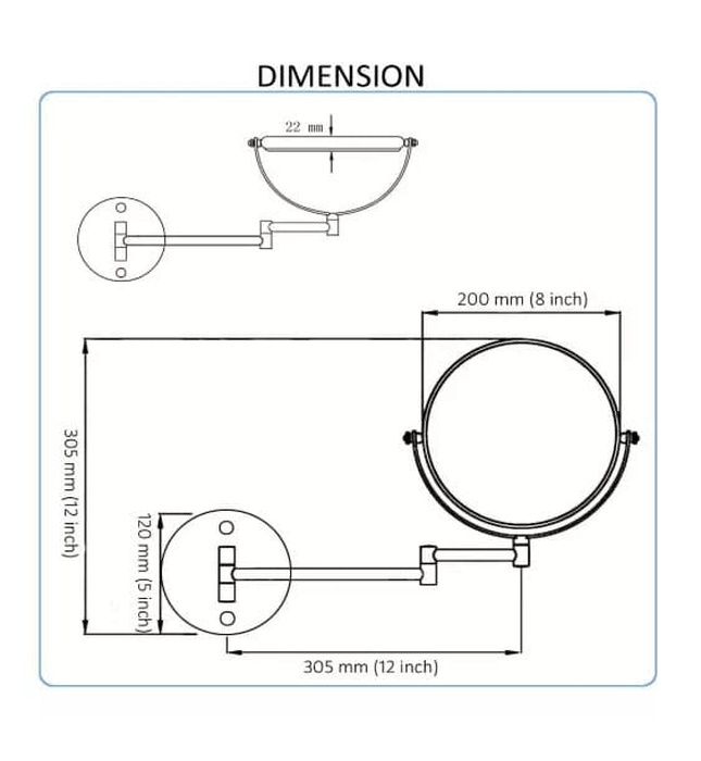 Gương trang điểm phóng đại có đèn Led Miken MKG-M1208GR