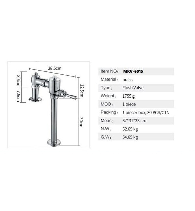 Van xả gạt tay cho bồn cầu, xí xổm Miken MKX-6015