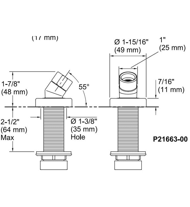 Gác cài sen bồn tắm màu đồng Kallista P21663-00-BV
