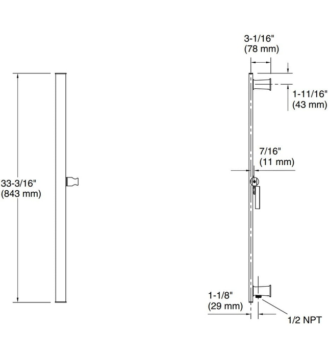 Thanh trượt sen tắm màu vàng Kallista P21664-00-AF