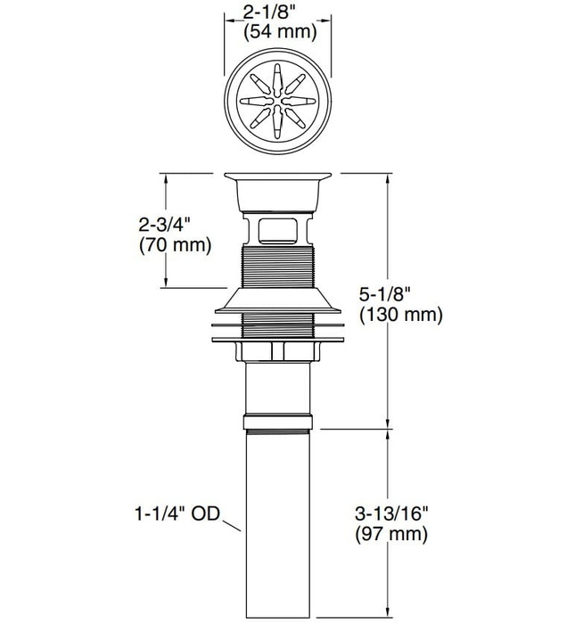 Đầu xi phông lavabo màu nickel Kallista P21680-00-SN