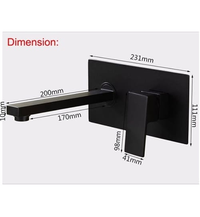 Vòi Chậu Lavabo Âm Tường Màu Đen Miken MKV-600001B