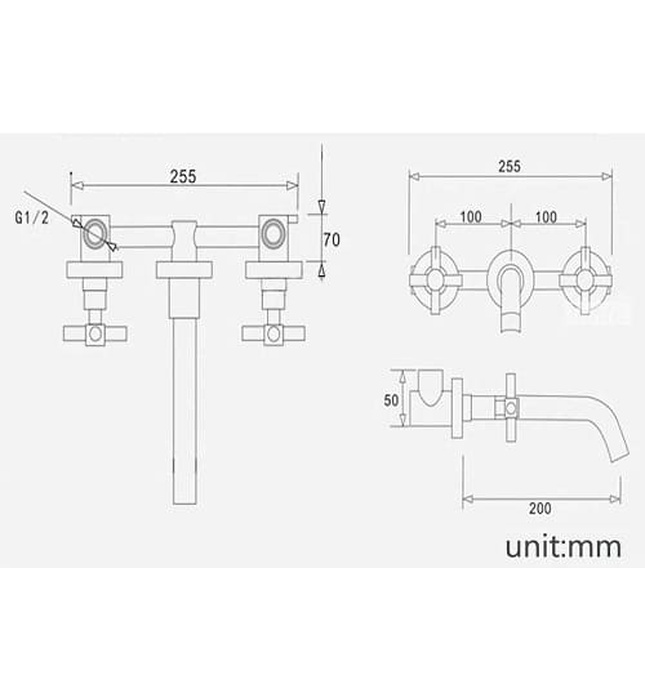 Vòi Chậu Lavabo Âm Tường Màu Đen Miken MKV-600002B