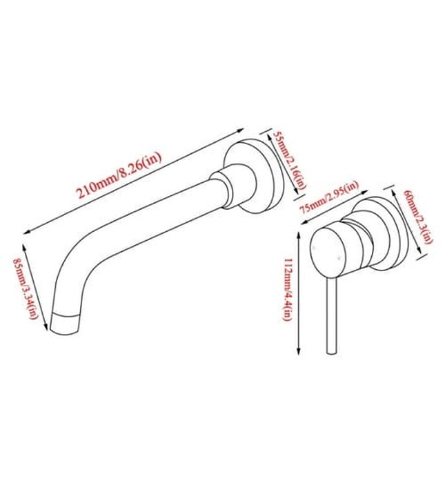 Vòi Chậu Lavabo Âm Tường Màu Vàng Miken MKV-600003GM