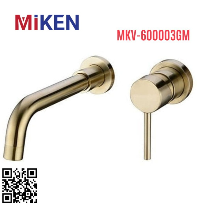 Vòi Chậu Lavabo Âm Tường Màu Vàng Miken MKV-600003GM